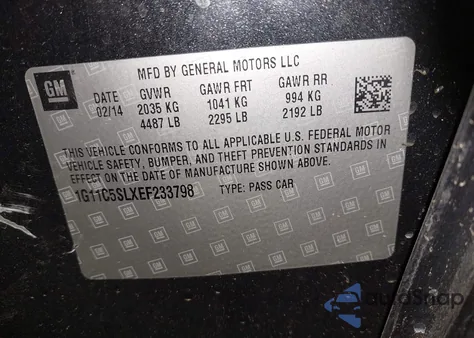 2014 Chevrolet Malibu 1Lt z USA, uszkodzony, nr VIN 1G11C5SLXEF233798